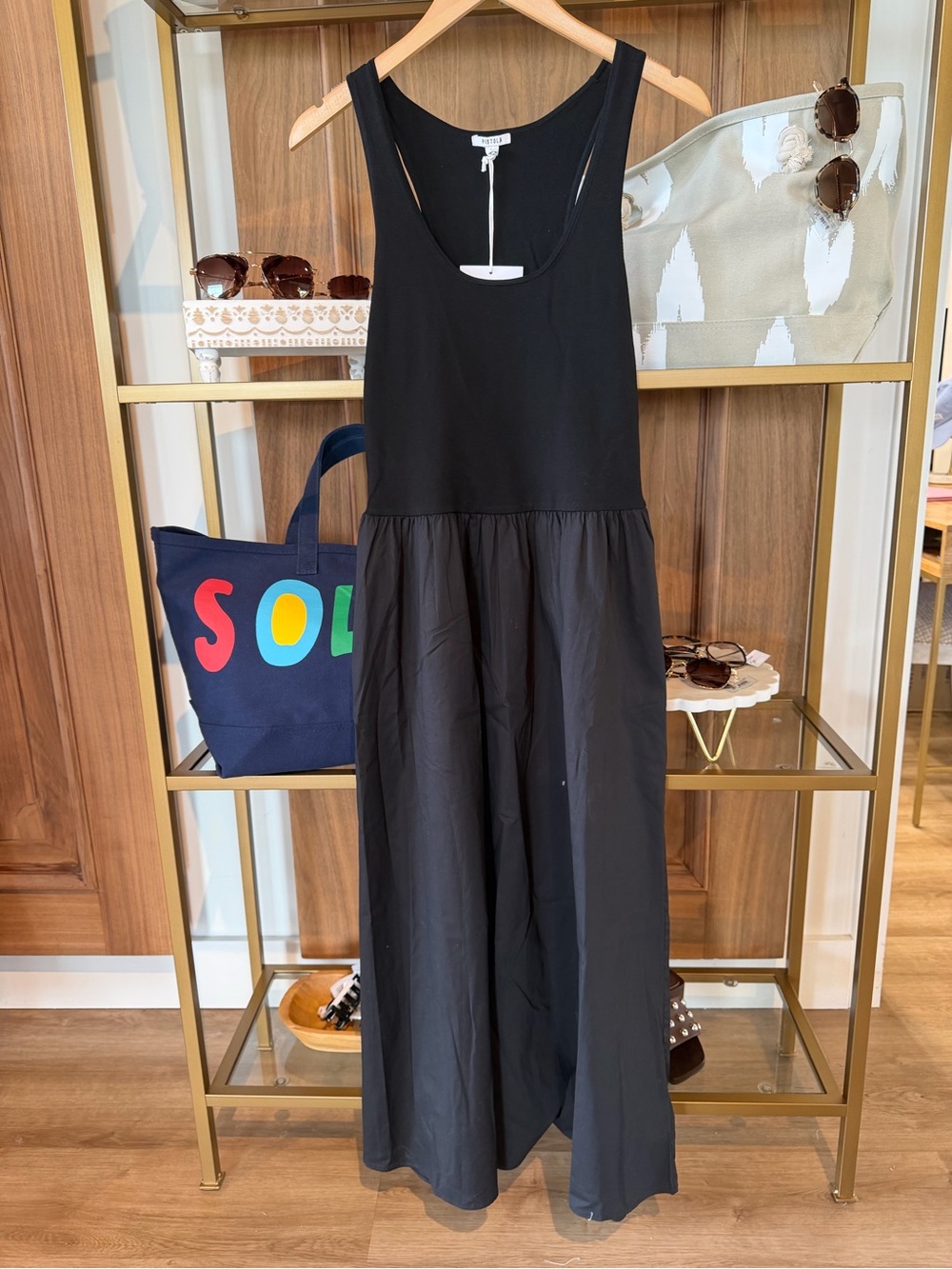pistola Black Scoop Neck Tank Dress with Pockets